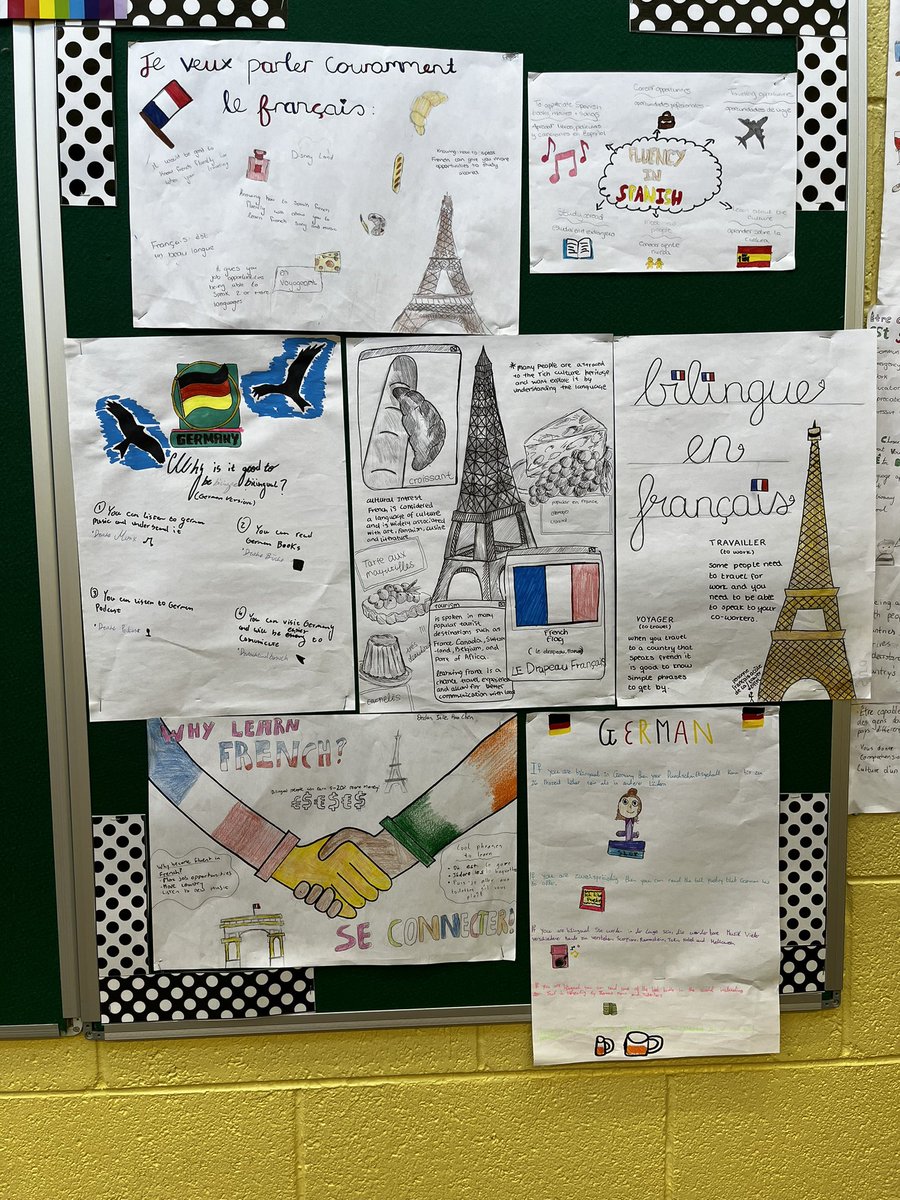 lisajanebuffini's tweet photo. TY entries for languages poster competition @FingalCC 🤞🏻@siobhanartlynch #transitionyear #mfl https://t.co/ZPxfFgBUhx