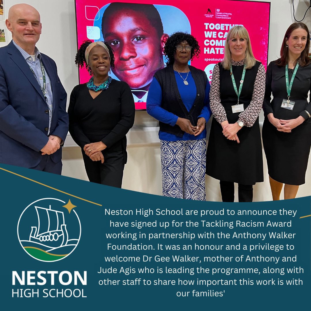 We are proud to be 1 of 9 schools to have committed to being part of the Anthony Walker Foundation’s Tackling Racism Award Programme.