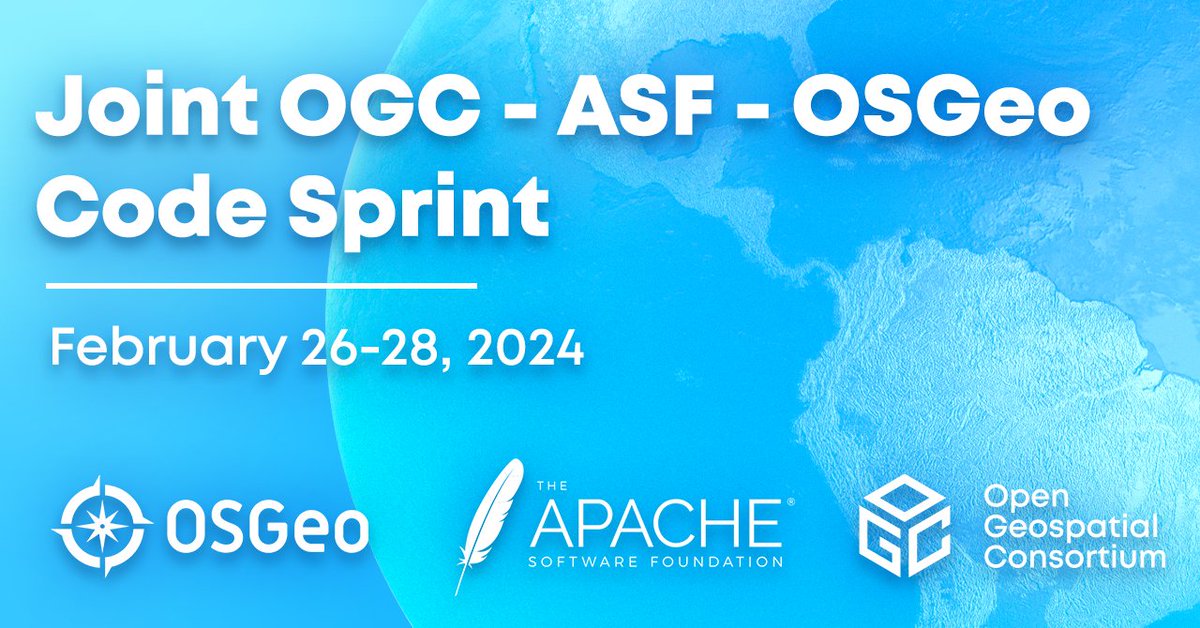 Open Geospatial: OGC (@opengeospatial) on Twitter photo The 4th annual joint OGC <a href="/TheASF/">Apache - The ASF</a> <a href="/OSGeo/">OSGeo https://fosstodon.org/@osgeo</a> code sprint will run Feb 26-28, in Évora, Portugal, and on Discord. The #CodeSprint will engage with multiple ASF and OSGeo projects, supported by OGC Standards – including #OGCAPI Standards. Learn more and register: bit.ly/47sulgs The 4th annual joint OGC <a href="/TheASF/">Apache - The ASF</a> <a href="/OSGeo/">OSGeo https://fosstodon.org/@osgeo</a> code sprint will run Feb 26-28, in Évora, Portugal, and on Discord. The #CodeSprint will engage with multiple ASF and OSGeo projects, supported by OGC Standards – including #OGCAPI Standards. Learn more and register: bit.ly/47sulgs