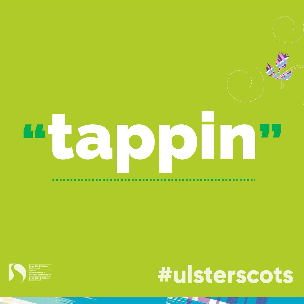 Tappin (noun): a tuft or crest of feathers on a bird’s head. Also refers to a hair style adopted by men in the first half of the 19th century in which the hair was combed up to form a crest or ridge on the top of the head (Source: Dictionars o the Scots Leid) #Scots #UlsterScots