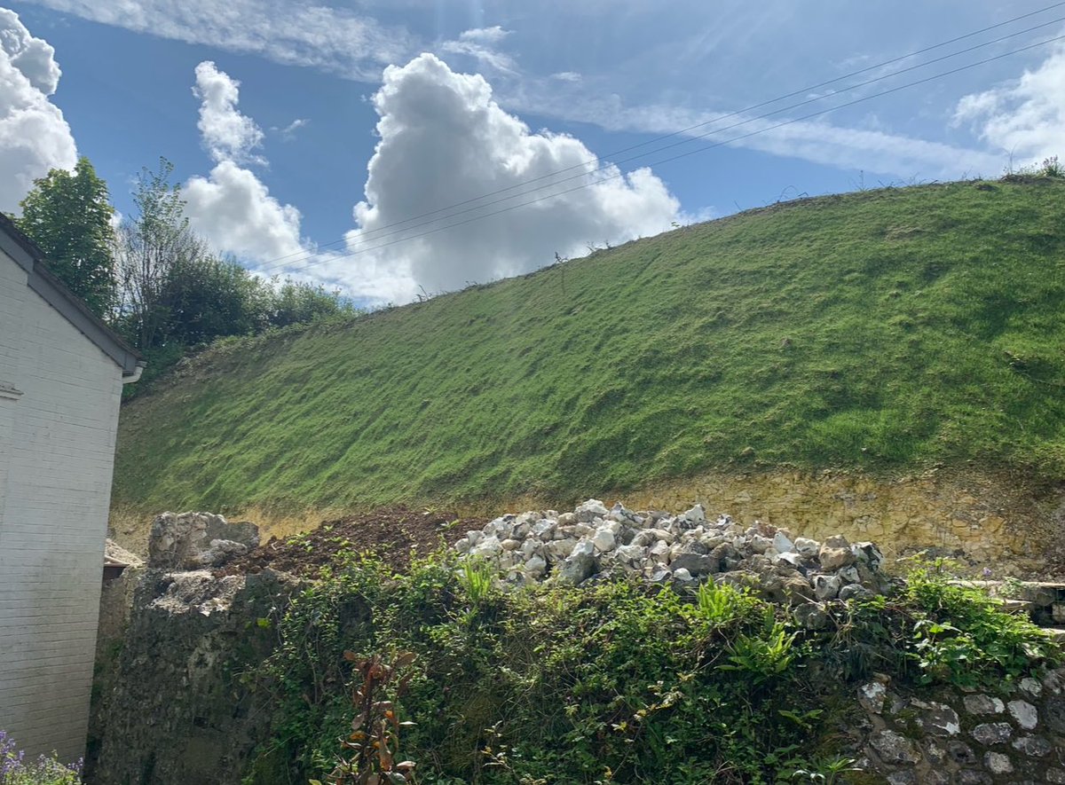 Hydroseeding's tweet photo. Last April our client asked if we could vegetate a freshly cut chalk bank. Within just a couple of months the barren slope was fully covered with grass #hydroseeded #erosioncontrol https://t.co/yOkMlHtakk