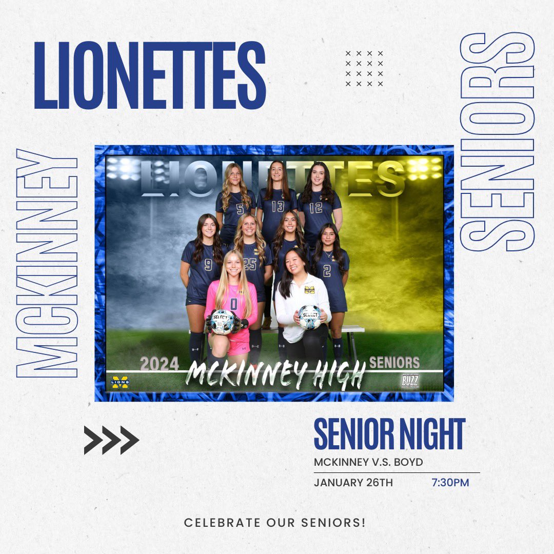 It’s Crosstown Showdown and SENIOR NIGHT!! Come out and support your Lionettes!! 🦁💙⚽️💛 #WeCanWeWill #GoldStandard 

🗓️Friday Jan. 26th
🆚 <a href="/GirlsBoyd/">MBHS Girls Soccer</a>
🕢 Varsity 7:30pm
🏟️ MISD Stadium
🎟️ my.hometownticketing.com/agency/70dd26e…