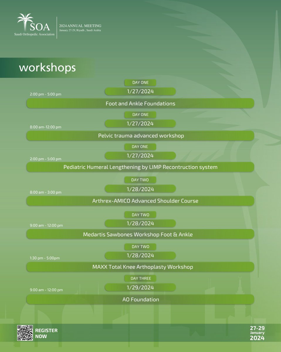 Get ready for a hands-on experience!
Our workshops at #SOAM2024 cover a range of specialties, offering unique insights and practical learning.
🔗Secure your spot: soa.pmsreg.com/workshops