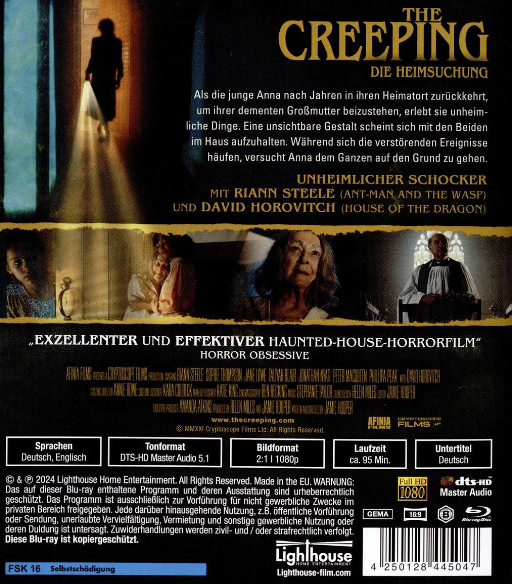 We’re excited to say THE CREEPING is now available on Blu-ray and DVD in Germany. You can have a physical copy of the film on your shelf.🎉👻

lighthouse-film.com/video/the-cree… #TheCreeping