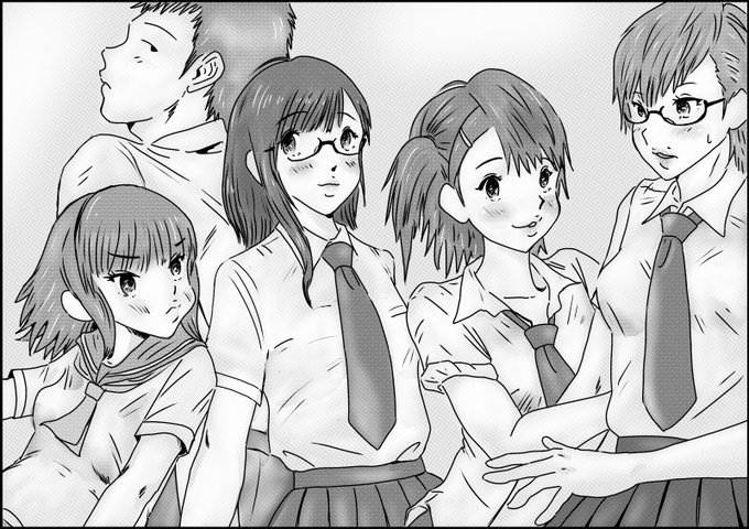 設定した名前の漢字忘れそうなので・・・

右から
姉 成瀬 結音(ゆん)
悪友 本田 知也子(ちやこ)
委員長 鈴木 追憶(せぴあ)
男 成瀬 柊(しゅう)
妹 成瀬 桜愛(るう)
【母 成瀬 怜(れい)】 