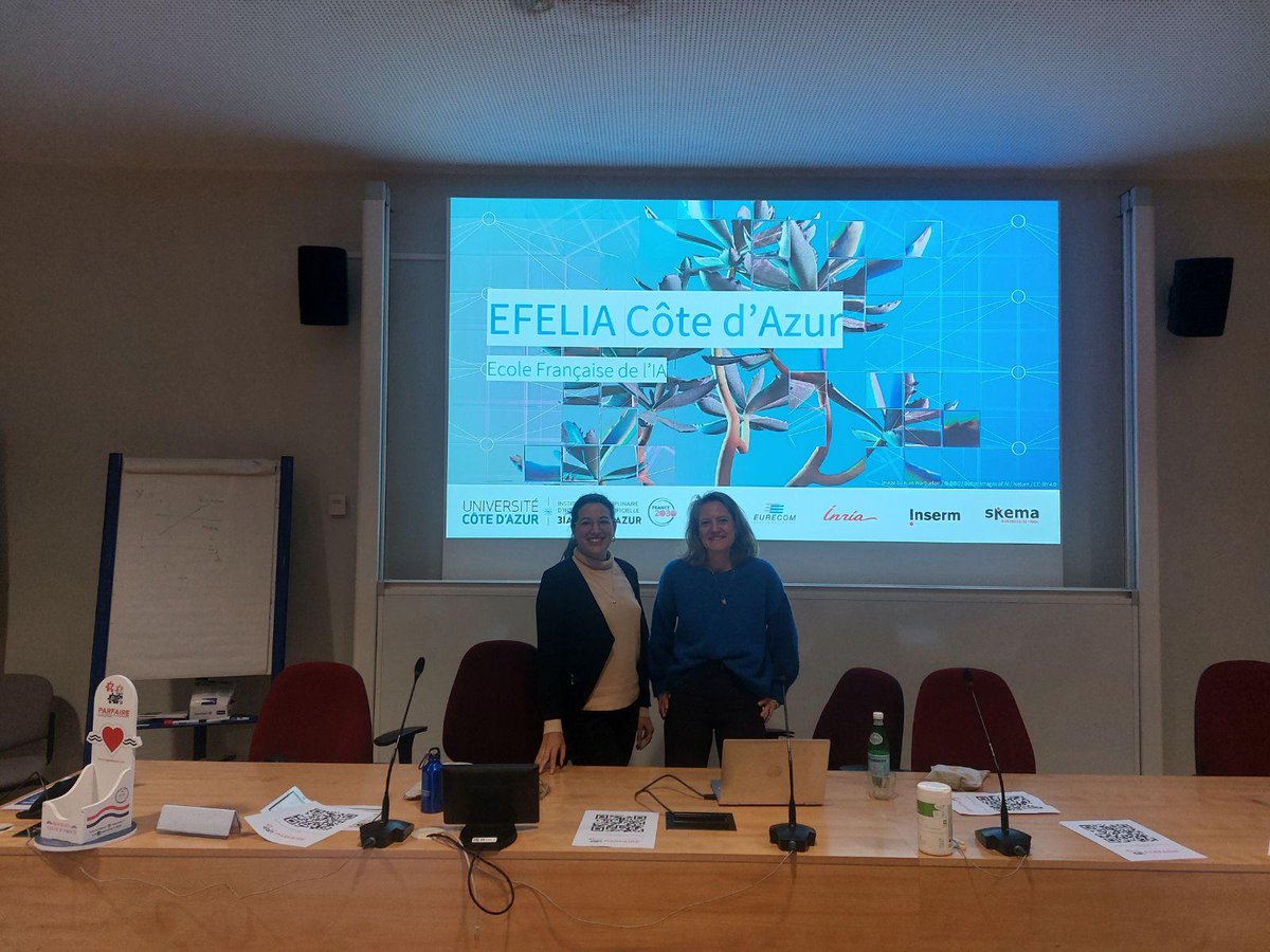 🗣️Violette Assati, EFELIA project manager, and Laura Franco Ramirez, EFELIA educational engineer, presented EFELIA Côte d'Azur's innovative initiatives to train university staff in #AI at the General Meeting of 'PARFAIRE' association of higher education training managers!