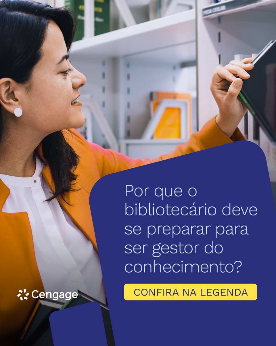 CengageBrasil's tweet photo. Ser um gestor do conhecimento é fundamental para os bibliotecários, que atuam como guardiões do conhecimento. Eles identificam necessidades, fazem curadoria de conteúdo e se atualizam constantemente para garantir acesso valioso ao conhecimento.  

#bibliotecários https://t.co/IJRU0L6hbw
