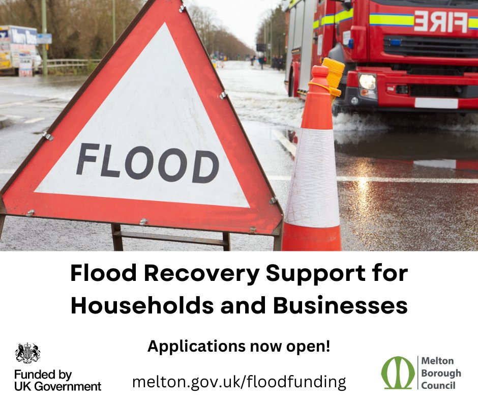 Flood-hit householders and businesses across Leicetsershire can now apply for Government cash to help them get back on their feet after Storm Henk. Those affected in Melton can find out more and apply now at melton.gov.uk/floodfunding