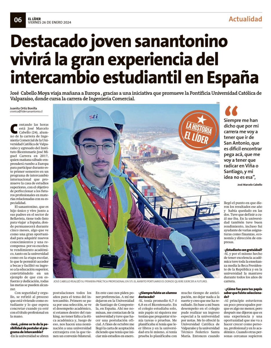 JosMarceloCabe2's tweet photo. Gracias a Diario El Líder por contar mi historia 😊 #sanantonio #2024 #chile #españa🤞✈️🇨🇱🇪🇸 https://t.co/0J7V8DVFSB