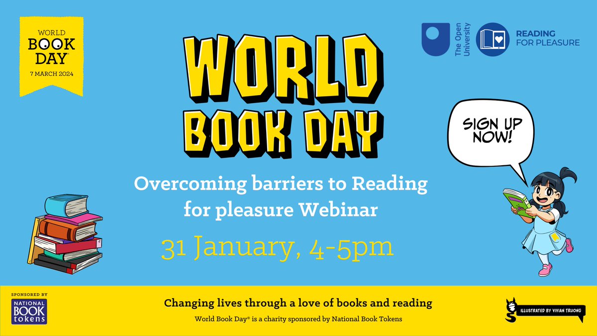 World Book Day UK 📚 (@worldbookdayuk) on Twitter photo There's still time to book on to our webinar with <a href="/OpenUni_RfP/">Reading for Pleasure 🧶</a> next Wednesday!
Book your free place here: worldbookday.com/events/ There's still time to book on to our webinar with <a href="/OpenUni_RfP/">Reading for Pleasure 🧶</a> next Wednesday!
Book your free place here: worldbookday.com/events/