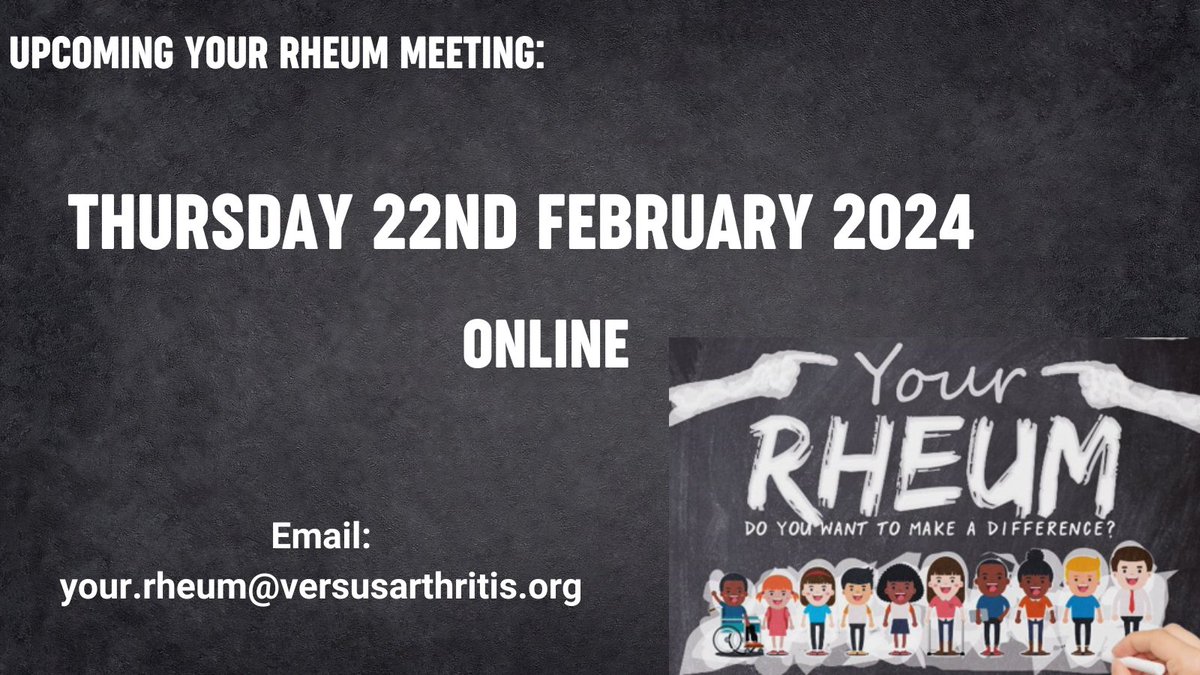 We have a Your Rheum meeting coming up. If you are 11-24, living with a rheumatic condition and interested in shaping current adolescent and young adult rheumatology research in the UK, then please join us!