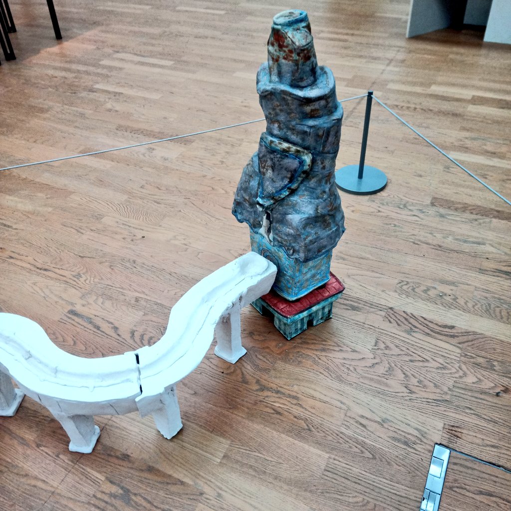 Love this big Angus Suttie ceramic sculpture at <a href="/mimauseful/">Middlesbrough Institute of Modern Art</a> - the largest example of his work I've seen. 'Untitled Obelisk and Channel', 1991-92