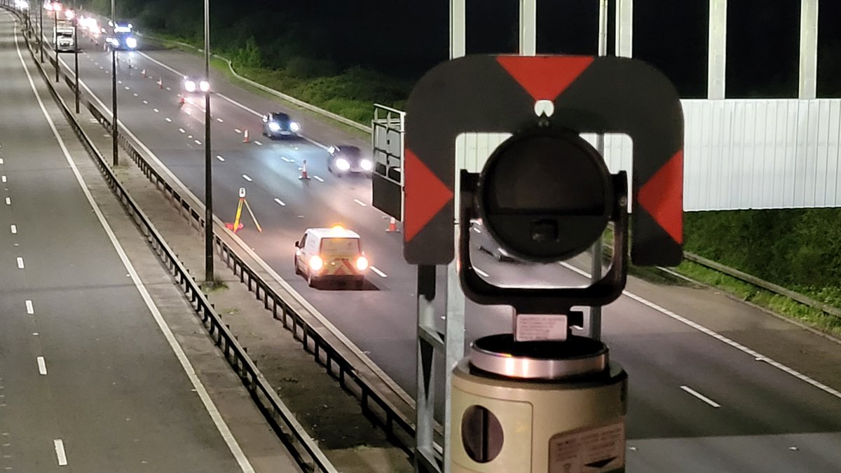 Out on the highway surveying at night!