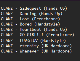 All the confirmed tracks for the album so far, maybe I will be able to put one or two more
