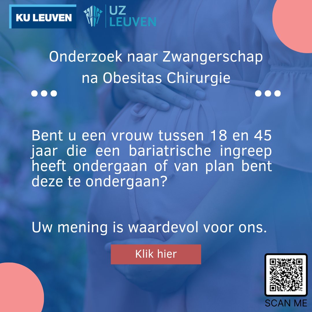 📢 Vrouwen (18-45 jaar) na bariatrische heelkunde gezocht voor belangrijk zwangerschapsonderzoek! Deel uw ervaringen en draag bij aan betere zorg. Doe mee 👉 bit.ly/zwangerbariatr…