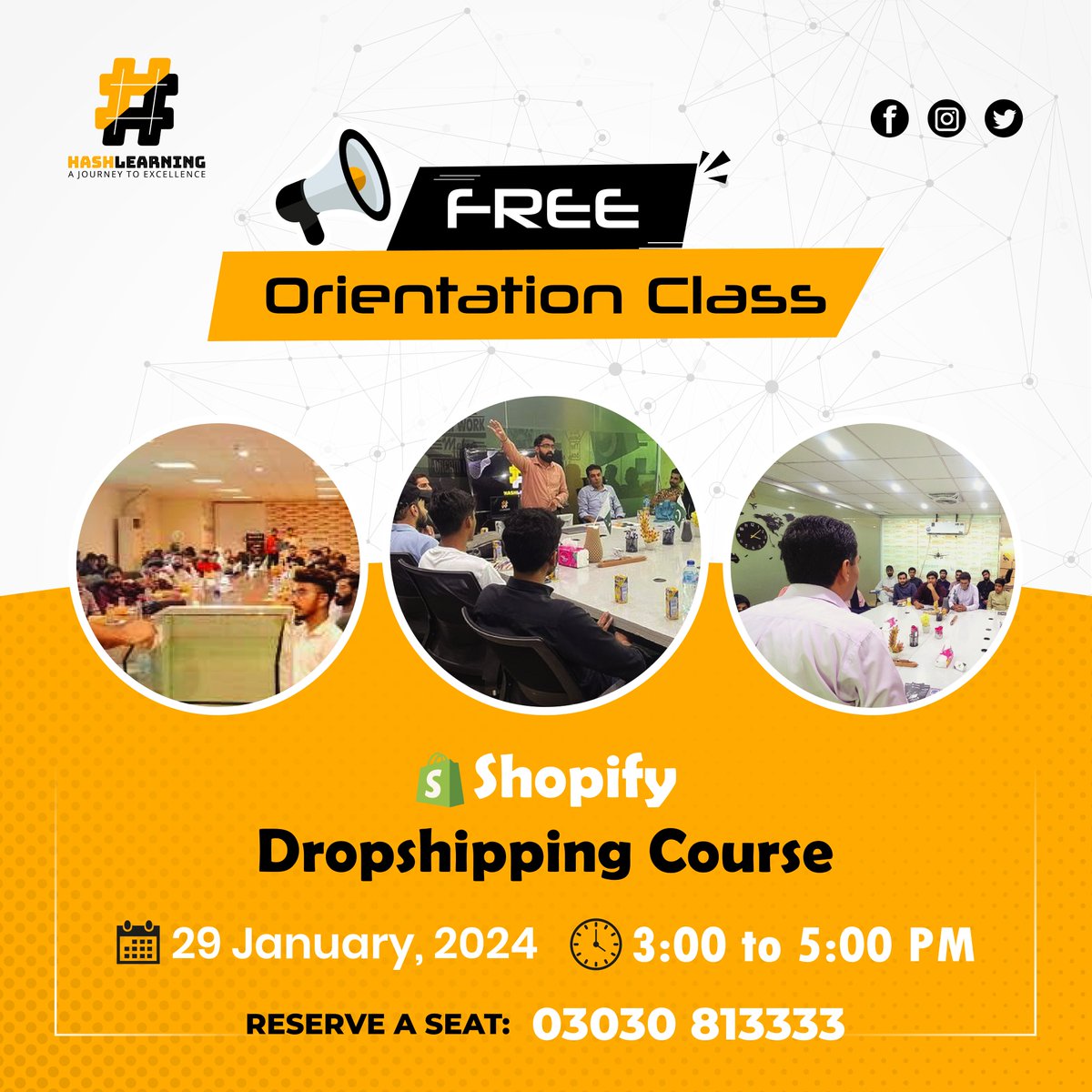 Hashlearning2's tweet photo. Unlock the potential of Shopify Dropshipping! Attend our free orientation class by Hashlearning on January 29, 2024, 3-5 PM. Learn online store setup, inventory management, and sales optimization. Reserve your seat now! https://t.co/ukVGH3eHh6