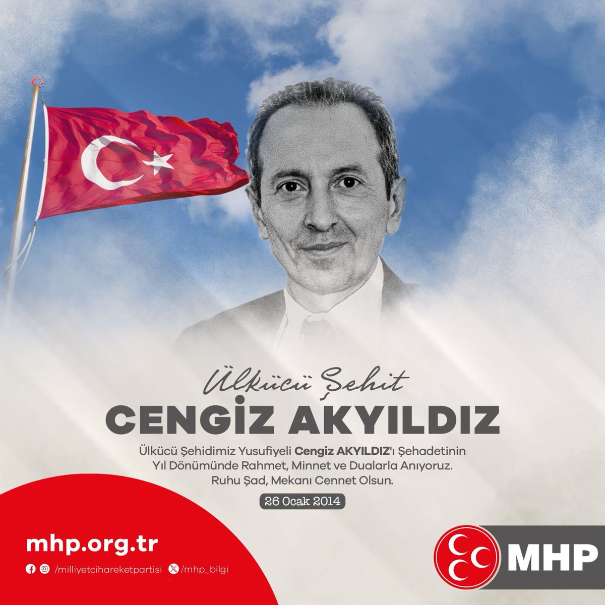 Ülkücü Şehidimiz Yusufiyeli Cengiz AKYILDIZ'ı Şehadetinin Yıl Dönümünde Rahmet, Minnet ve Dualarla Anıyoruz.
Ruhu Şad, Mekanı Cennet Olsun.