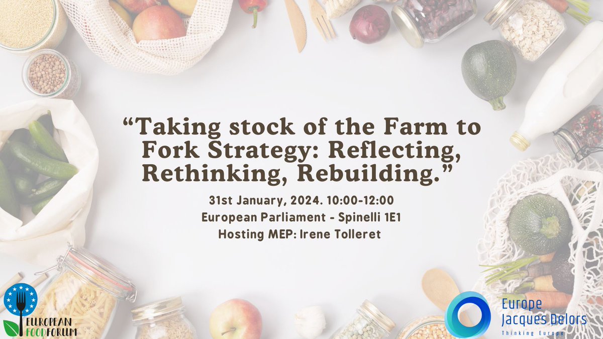 EUFoodForum's tweet image. 📅 Save the date!

On 31st Jan, we&apos;ll be discussing the progress of the Farm to Fork Strategy as part of the European Green Deal. Join us at the European Parliament as we rethink the future of the European agri-food sector!

#LetsTalkAboutFood #SustainableFood #EUFarmtoFork