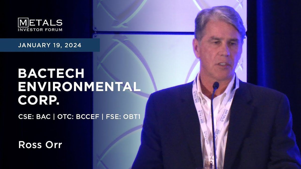 BacTechGreen's tweet photo. 📽️ REPLAY: Watch CEO Ross Orr present at the @metalsInvforum from this past week as he presented to over 800 retail investors over the course of two days &amp; has had a ton of interest regarding the #bioleaching technology, the #greenbond and financing: https://t.co/XqTCt3Zova $BAC https://t.co/aKyLIzQjjo