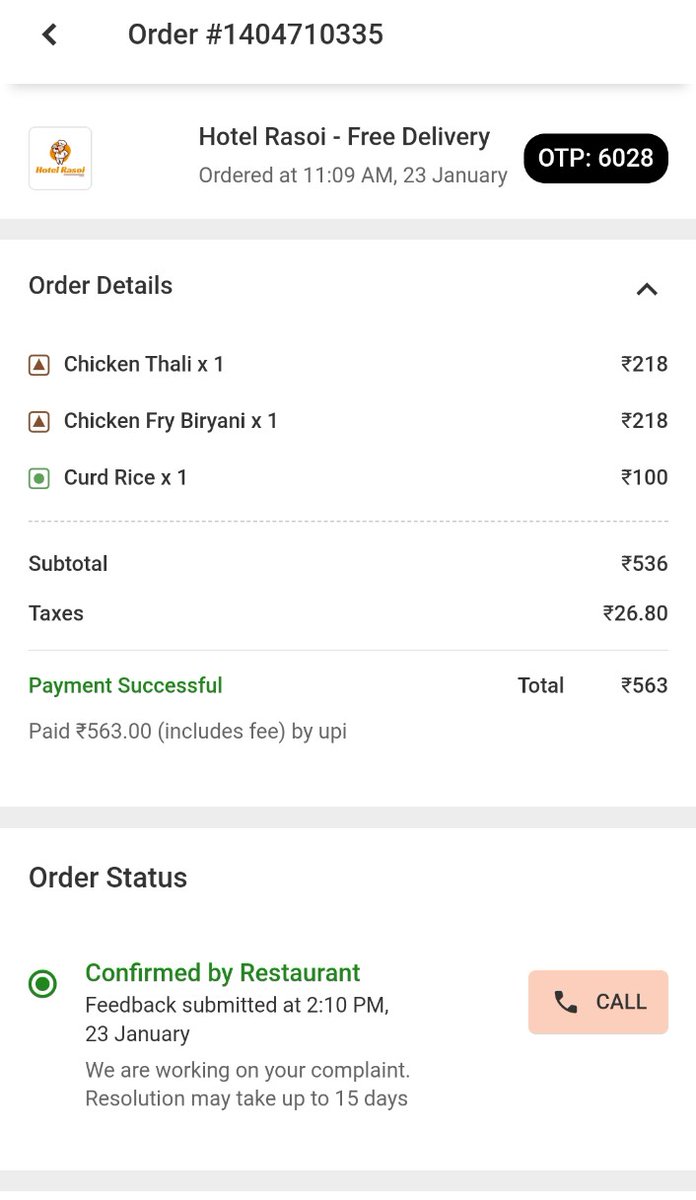 ratnam0112's tweet photo. @eCateringIRCTC Sir, I ordered food  on 23.01.2024 on NS NSL SF EXP(12787) against order #1404710335, but not delivered. I made payment online. No way to lodge complaint. helpdesk mail is not working. Toll free no.1323 is not working. I have never imagined such a worst experience from IRCTC. https://t.co/ha88vlJzWt