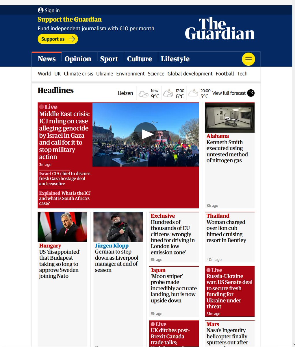 Schon bemerkenswert, was deutsche Medien um 13:35 für wichtig halten, und was die internationalen.