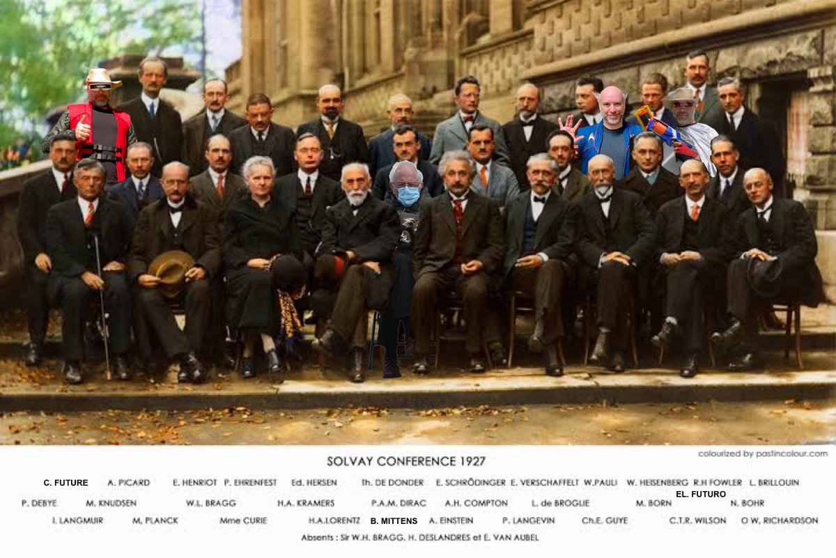 In 2021, me and Bernie Mittens went back to the Solvay conference in 1927.
I have since been back 2 more times. Every time "we" got invited to participate in the group photo.

Here is the latest iteration of the timeline. 😃⏳

#Solvay1927 #BernieMittens

Ping <a href="/jrncarlock/">j.carlock</a>