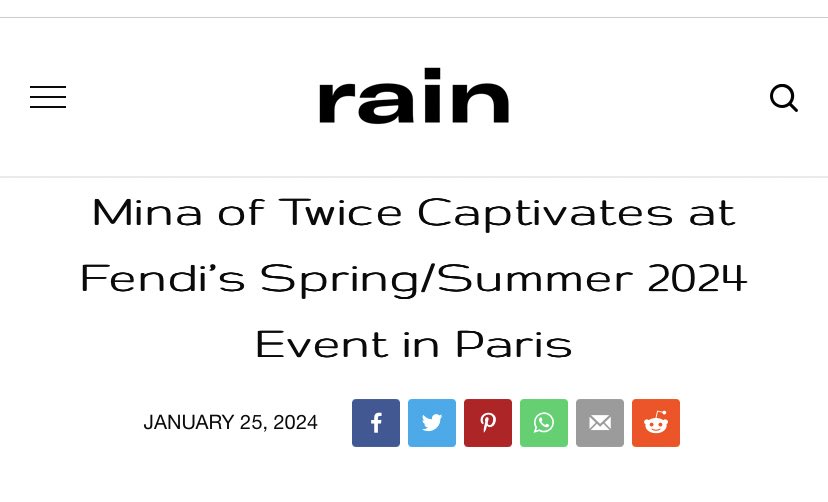 tzujuliee's tweet photo. “Mina of Twice Captivates at Fendi’s Spring/Summer 2024 Event in Paris”

— RAIN MAGAZINE —

https://t.co/hm6qziqpOo https://t.co/VTM1U3G7TO