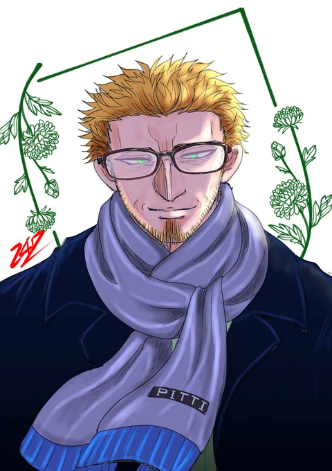 #あなたが描く男性がみたい 寒いからマフラー巻く男性です!こんな感じで男性描きますよ～ 