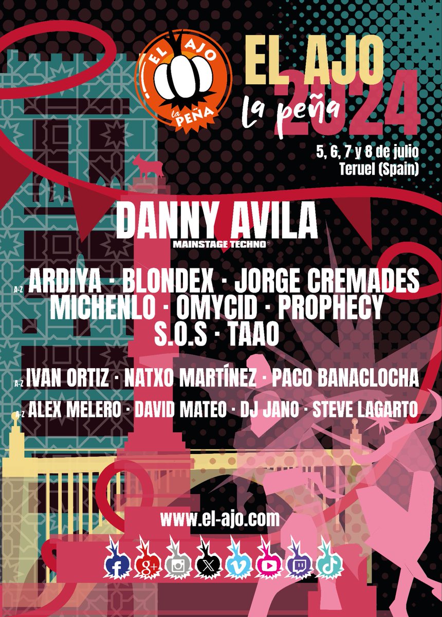 🔴⚪⚫ 
El Ajo 2024 🧄
5•6•7•8 de julio de 2024 🧄
Teruel ✴️
 🔴⚪⚫

#LaVaquilla2024 #vaquillas2024 #elajo #elajolapeña #ElAjoTeruel #peñaelajo #teruel #TeruelExiste #aragón #españa #spain #lavaquilladelángel #lavaquilla #vaquillas #torico #music #música #festival #conciertos