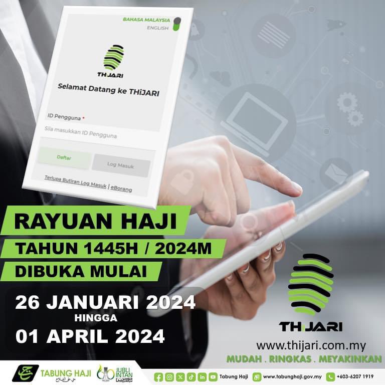 Rayuan boleh dibuat menerusi THiJARI.

Sumber: @Tabung_Haji 

#tabunghaji #haji #haji1445h