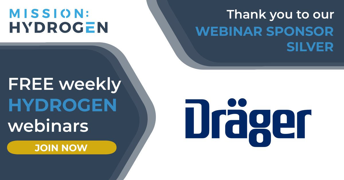 🌍 #MissionHydrogen: Connecting the Community. Join our FREE weekly webinarss: mission-hydrogen.com.

We would like to thank <a href="/DraegerNews/">Dräger</a> for their valuable contribution as a SILVER SPONSOR to the Mission Hydrogen Webinar Series.

#hydrogensafety