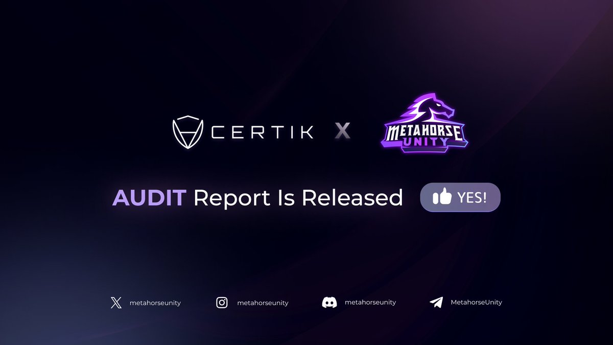 Metahorse Unity ($MUNITY) Audit released on Certik Skynet! Metalorians,  your votes matter! 🚀 Support Metahorse Unity in our @CertiK audit and  secure our gaming universe! 📷 Share a screenshot of your vote