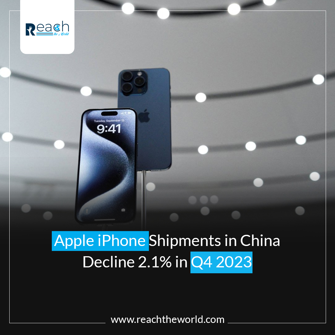 In the final quarter of 2023, Apple witnessed a 2.1% decline in iPhone shipments in China, impacted by fierce competition from local rivals like Huawei

#Reachtheworld #Appleiphone #China