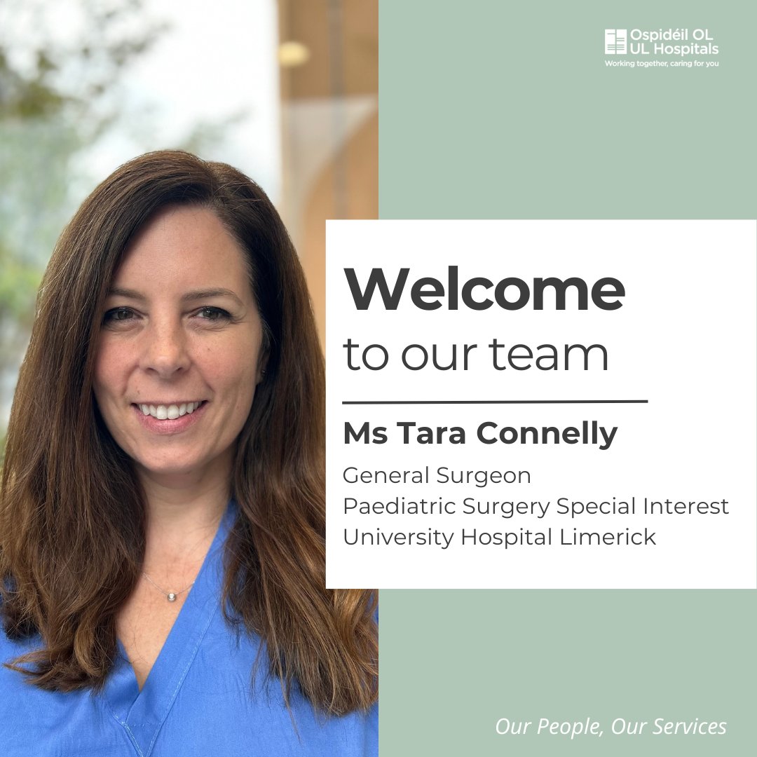 Welcome to our team Ms Tara Connelly, Consultant Surgeon specialising in general and colorectal surgery for adults. She is the first appointed consultant surgeon with a special interest in paediatric (child) surgery in Ireland.
➡️bit.ly/48NsdBe
 #TeamULHG