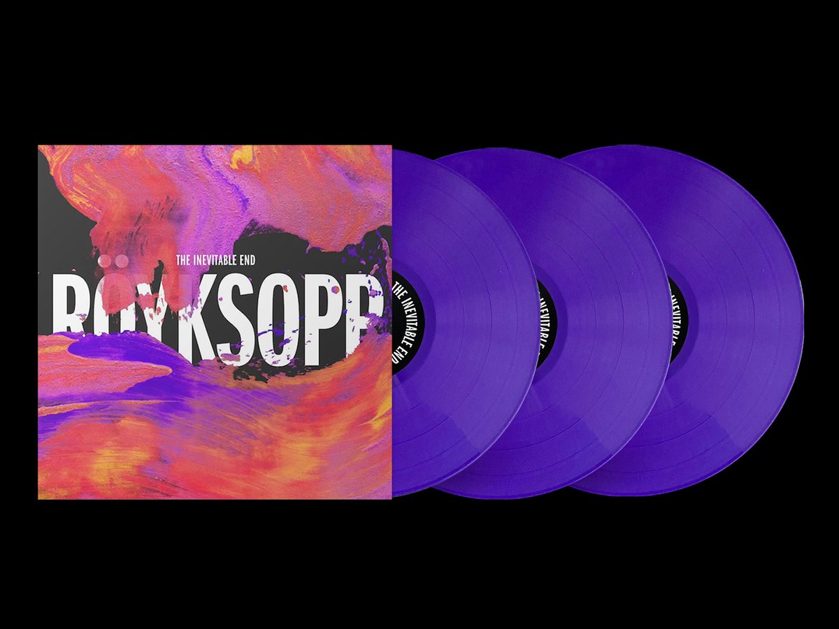 Good people! The next reissue from the RYXP discography is a new numbered, triple LP, purple vinyl edition of 2014’s The Inevitable End. The first 500 numbered copies are available exclusively at the röykshopp. Pre-orders will ship around March 22. royksopp.lnk.to/tie-reissue