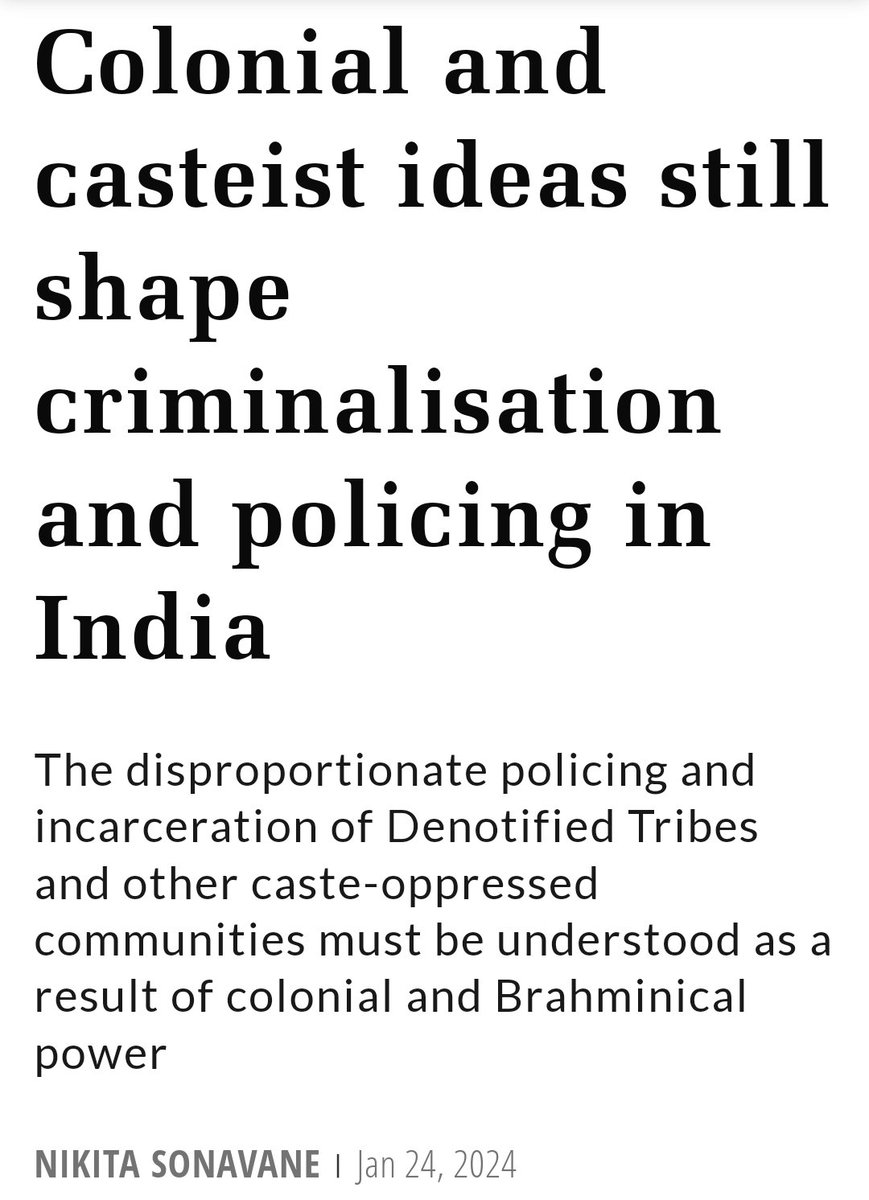 Read this article written by @glorious_gluten on the Brahminical origins of policing and carcerality in India. Link - himalmag.com/colonial-brahm…