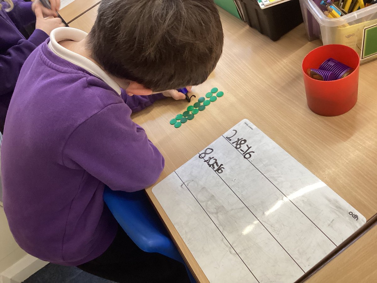 TadPrimaryAcad's tweet photo. Jupiter team using different representations for arrays. We recognised 2x8=8x2. Hip, Hip Array! #TadcasterMaths @eboractrust https://t.co/i6tGlppjOg