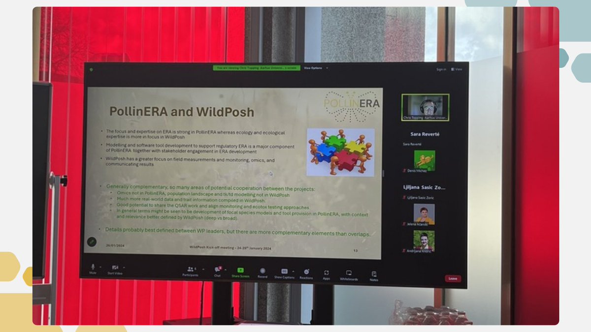 WildPoshProject's tweet photo. Prof. Christopher J. Topping, coordinator of our sister-project @pollinERA_eu, providing an overview of objectives, methods and target outcomes!🧪🥼
The different focus of both projects will allow collaboration and joint activities.
Excited to start building #synergies!🤝 https://t.co/OlPUB9gEy5