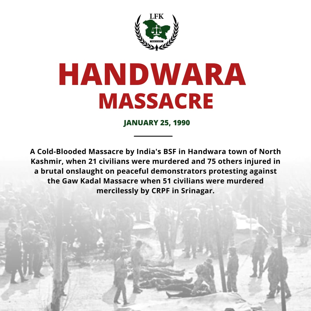 LibertaSentinel's tweet image. In 1990, the region of #IndianOccupiedJammuAndKashmir experienced severe atrocities, starting with the #GawKadalMassacre on #January21, in which the CRPF claimed 51 lives. Following closely on #January25, 1990.