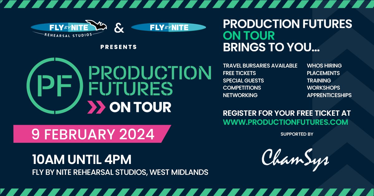 ChamSysLtd's tweet photo. ⚡⚡⚡Looking to work in live events, festivals, theatre, music, TV, film or virtual production? This event is for YOU! 👉 Register https://t.co/uDtGKXwHjH

#ChamSys #productionfutures #productionlife #careerdevelopment #stagelightingproduction #stagelightingdesign #ProAV https://t.co/L79GWnF2MQ