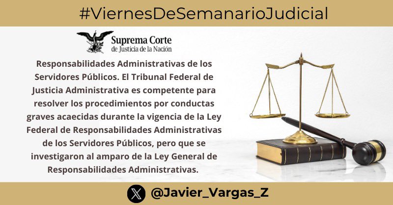 Javier_Vargas_Z's tweet photo. #ViernesDeSemanarioJudicial⚖️
Hechos: Los Tribunales Colegiados de Circuito contendientes se pronunciaron acerca de la competencia para resolver los procedimientos iniciados conforme a la Ley General de Responsabilidades Administrativas...
Texto completo: https://t.co/e0KHd4t8VJ https://t.co/DhmKongm7O