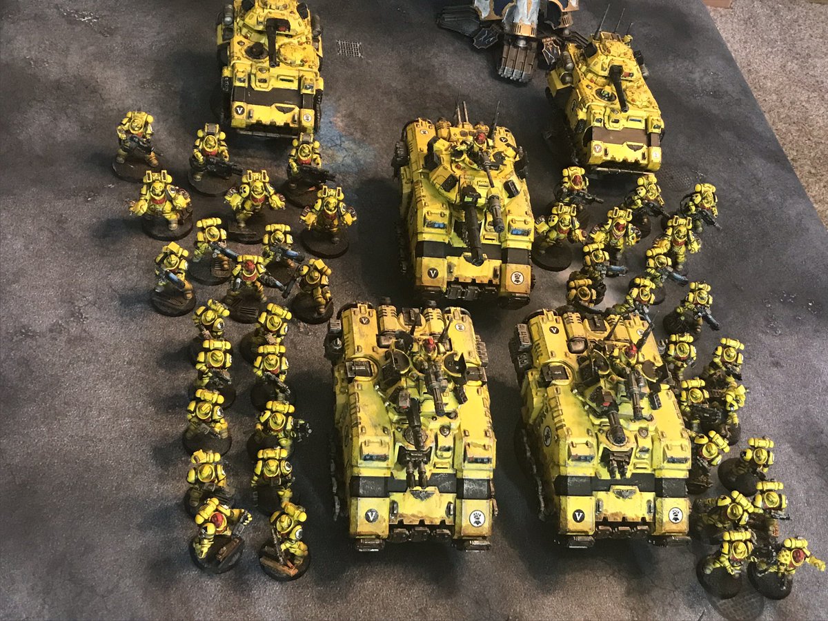 @TheBrushSmith My 40K Imperial Fist Force with the warlord titan Stormbringer of Legio Mjolnir in support