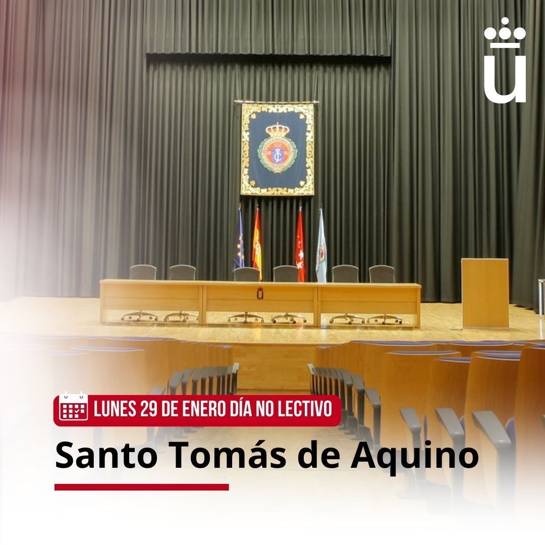 URJCestudiantes's tweet photo. 📅 El 28 de enero se celebra Santo Tomás de Aquino, patrón de las Universidades, los docentes y los estudiantes, por lo que lunes 29 es un día no lectivo en la URJC.

#EstudiantesURJC #YoSoyURJC @urjc https://t.co/zhcSK2kaow