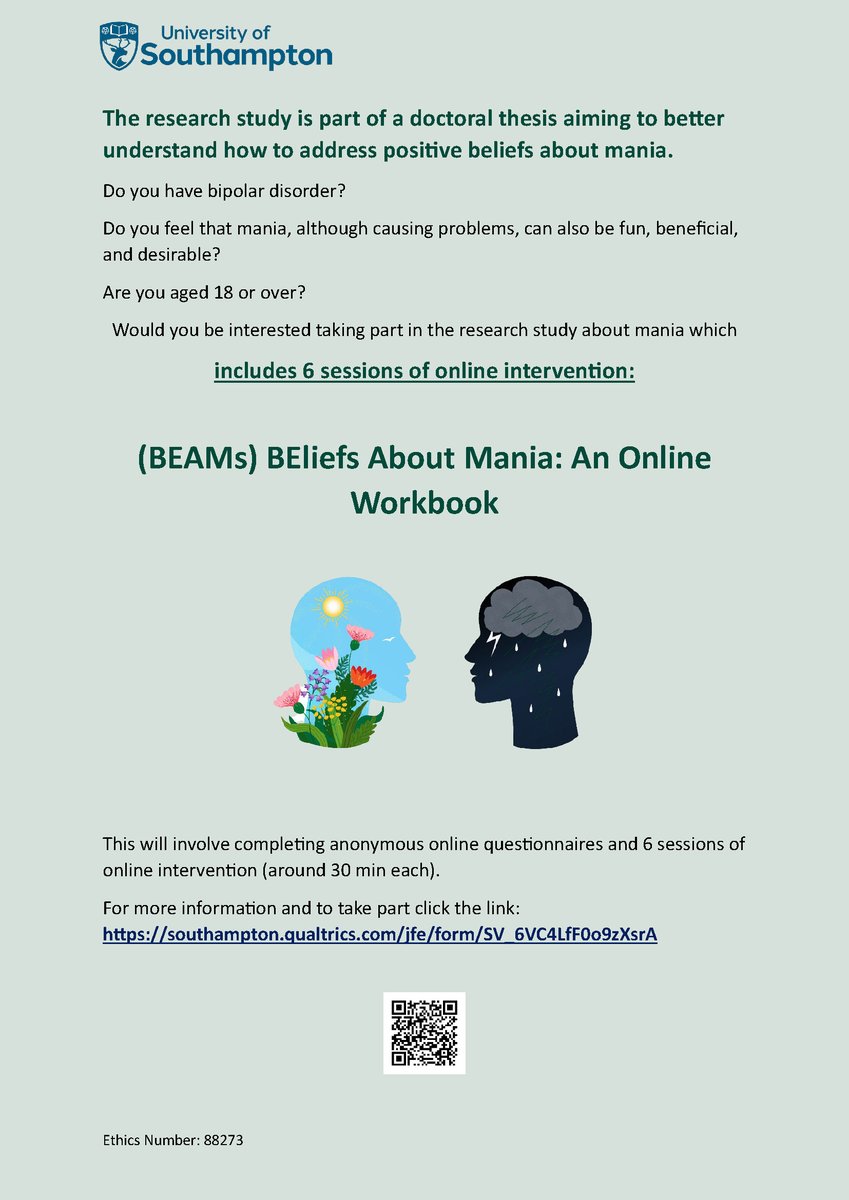 📢FREE ONLINE COURSE 📢 about #mania (#bipolar) We are researching this creative and thought-provoking #intervention for people who believe their mania, although problematic, is also fun and useful. Check it out at: tinyurl.com/bd7pfaj9 Any questions, email