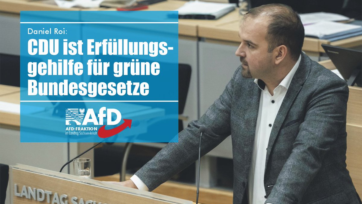 AfDFraktionLSA's tweet photo. Mit den #Gesetzesänderungen zur Landesbauordnung und des Landesentwicklungsgesetzes will #SachsenAnhalts #CDUgeführte #Landesregierung den #Windkraftausbau forcieren. „Wir lehnen beide Gesetzentwürfe ab“, betont #DanielRoi, #MdL.“ #AfD #AfDLSA https://t.co/QPC8pDXSXx https://t.co/EXBkNXOYoB