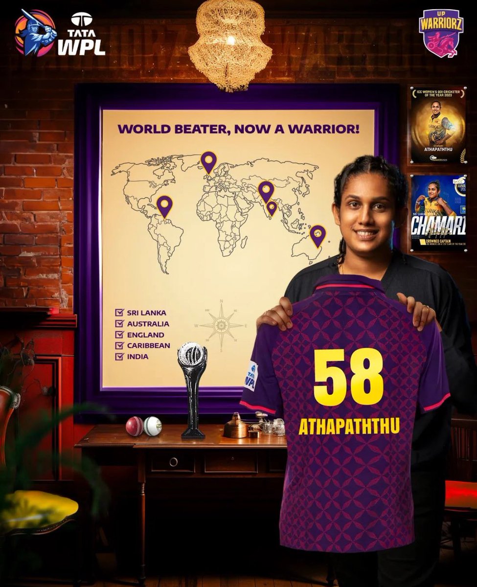 Big news of the day. GREAT to see @58Chamari is heading to @wplt20 2024 to join @UPWarriorz 💛💜 What. A. Player. What. A. Year. What. A. Signing. #WPL #WPL2024 #womenscricket