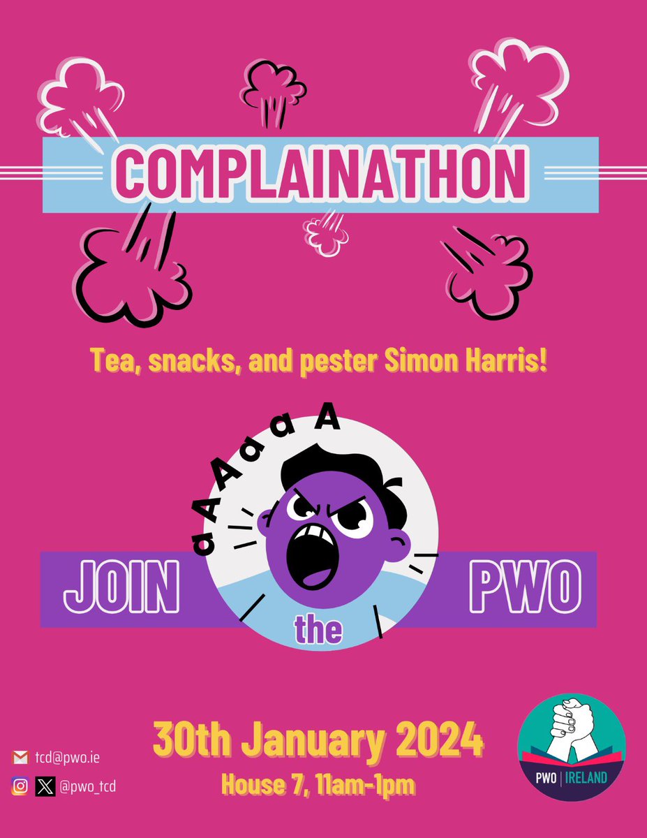 Reminder to join our Complainathon on Tuesday from 11 to 1! Don’t miss your chance to get free snacks and pester Simon Harris! #PGRsDeserveBetter #LoveIrishResearch
