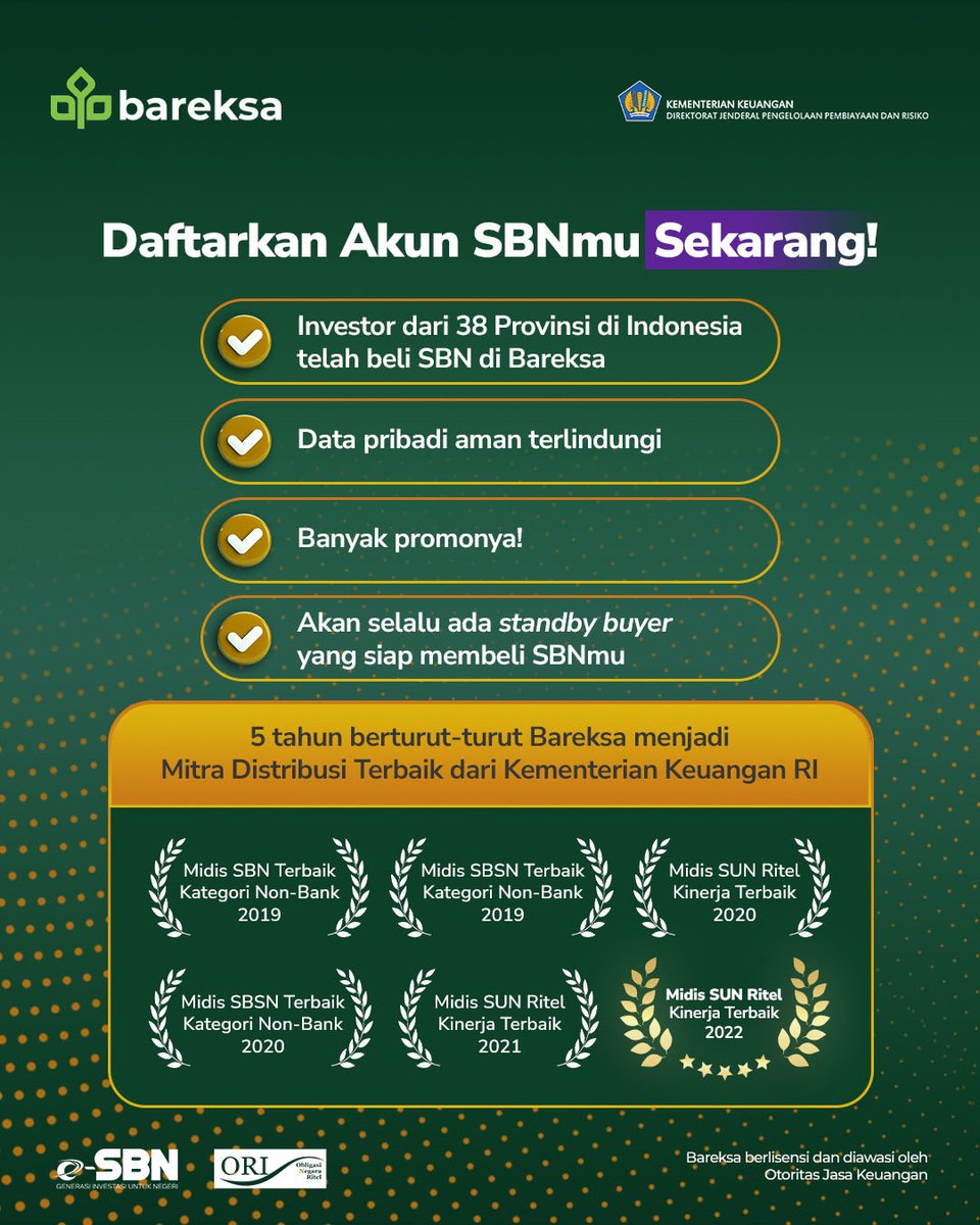bareksa's tweet photo. Masa penawaran Obligasi Negara Ritel ORI025 segara dibuka tanggal 29 Januari 2024 🥳
✅ORI025-T3 6,25% per tahun
✅ORI025-T6 6,40% per tahun
Bisa beli sampai Rp15 miliar jika membeli kedua seri tersebut ✨
Daftarkan akun SBNmu sekarang!
#investasi #sbn #bareksa https://t.co/VyVjFLWyg8