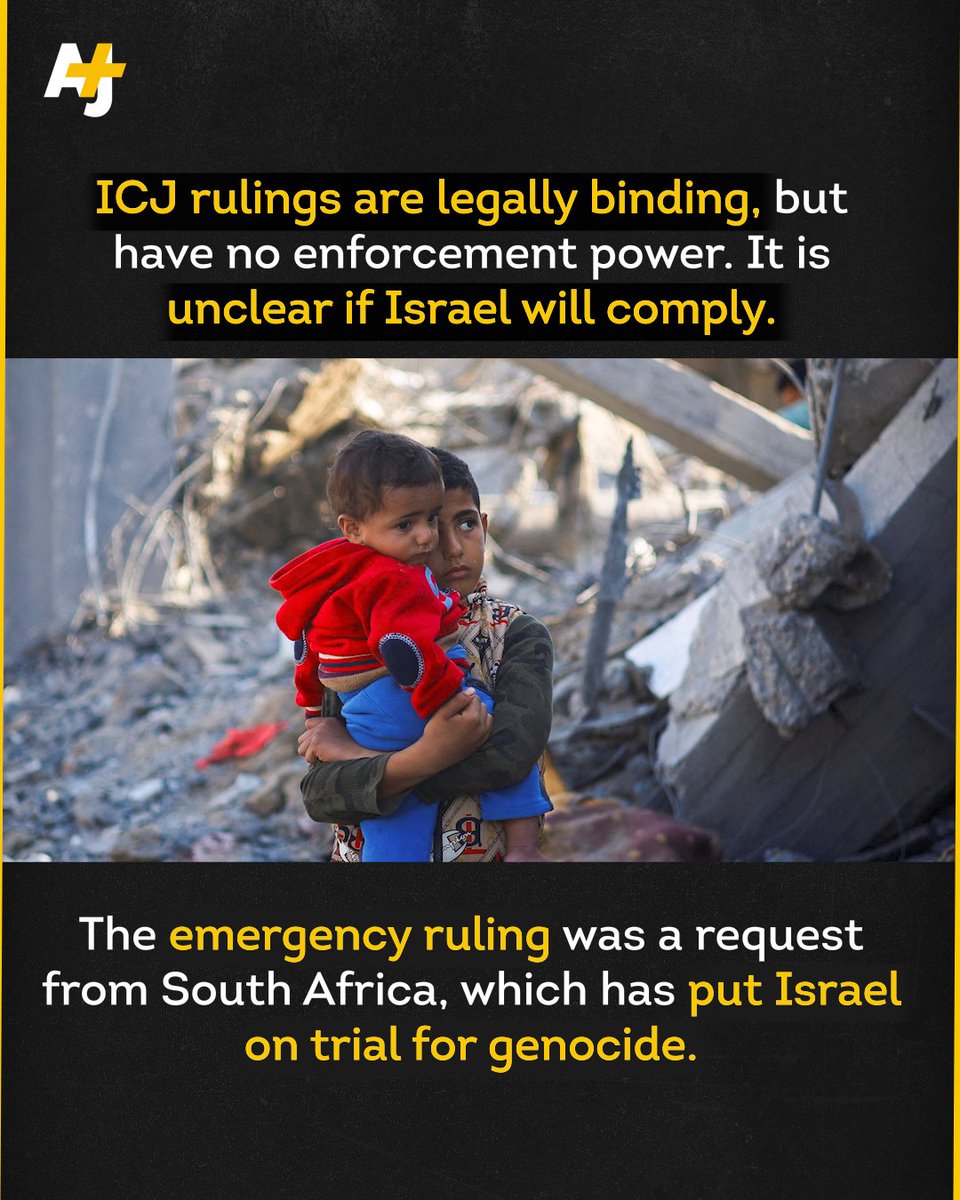 ajplus's tweet photo. The ICJ ordered Israel to take all measures to prevent genocide in occupied Gaza and facilitate entry of aid, but stopped short of ordering a ceasefire. https://t.co/d3SkKdi9Q9