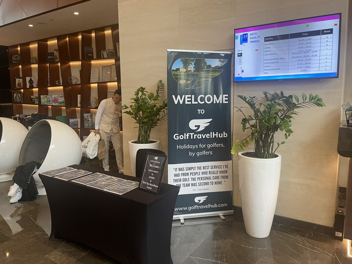 ARichardsonPro's tweet photo. Arrived @TrypByWyndham #Dubai for our @GolfTravelHub clients 

Going to be a busy but fun week ahead with lots of golfers visiting the #UAE for the first time. 

#Hosting #Entertaining #GolfTrips #Clients #Travel #Events #January #WinterSun #WinterTrips 🇦🇪⛳️ https://t.co/1PZ8kbb0gP